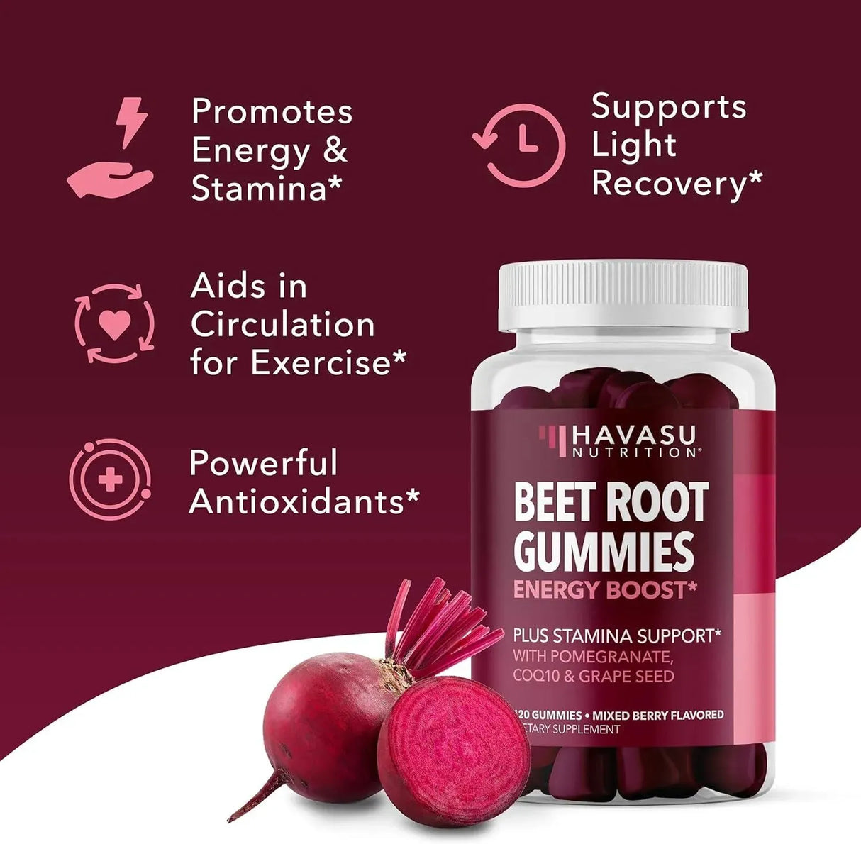 HAVASU NUTRITION - Havasu Nutrition Beet Root Gummies 120 Gomitas - The Red Vitamin MX - Suplementos Alimenticios - {{ shop.shopifyCountryName }}
