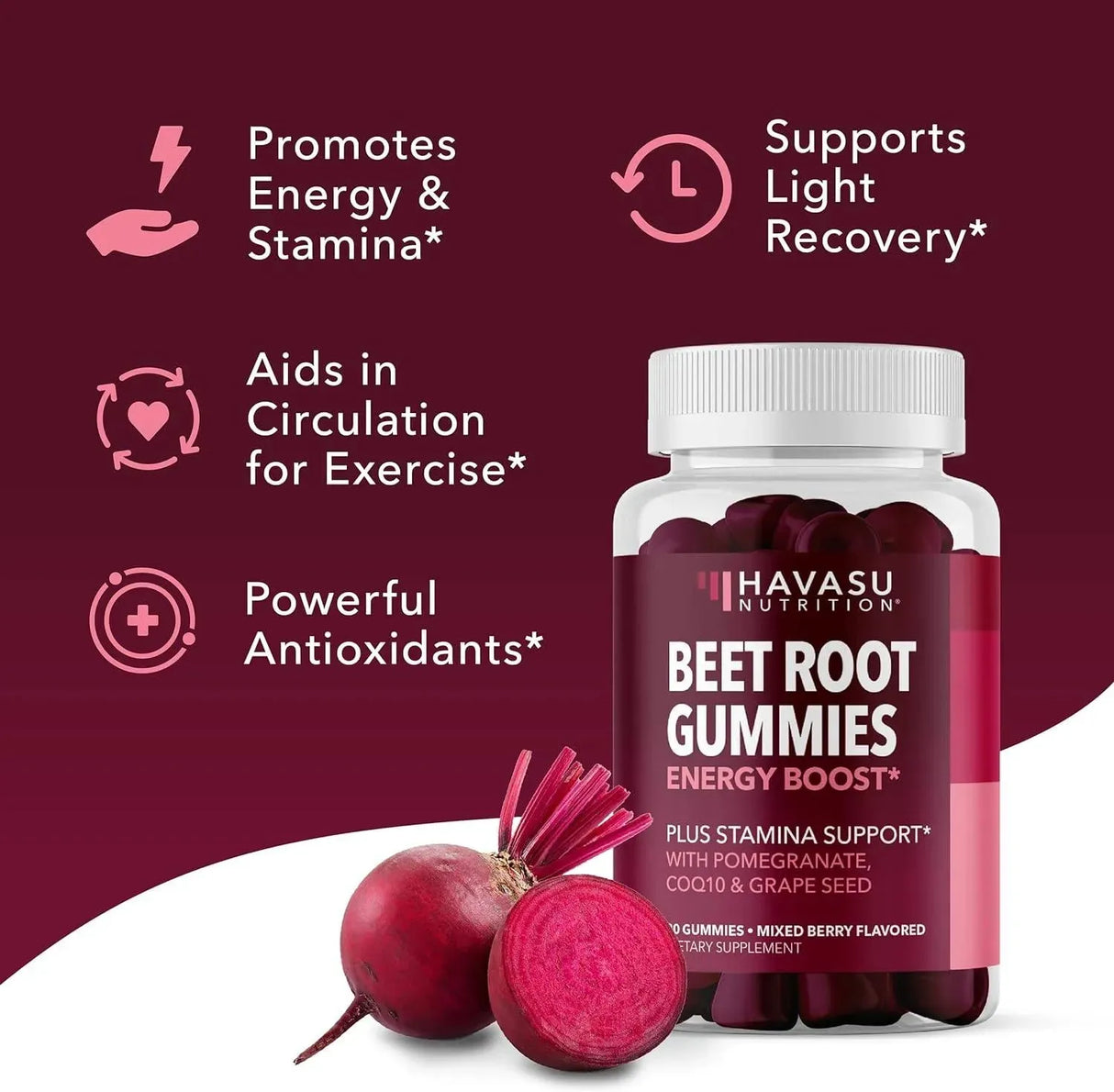 HAVASU NUTRITION - Havasu Nutrition Beet Root Gummies 30 Gomitas - The Red Vitamin MX - Suplementos Alimenticios - {{ shop.shopifyCountryName }}