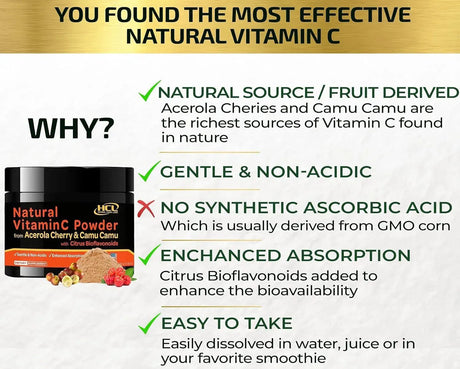 HCL - HCL Natural Vitamin C from Organic Acerola Cherry & Camu Camu Powder 180Gr. - The Red Vitamin MX - Suplementos Alimenticios - {{ shop.shopifyCountryName }}