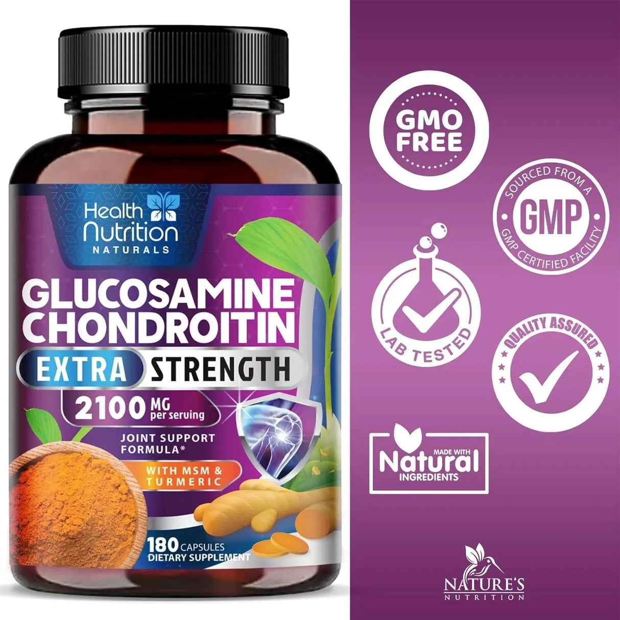 HEALTH NUTRITION NATURALS - Health Nutrition Naturals Glucosamine Chondroitin 180 Capsulas - The Red Vitamin MX - Suplementos Alimenticios - {{ shop.shopifyCountryName }}