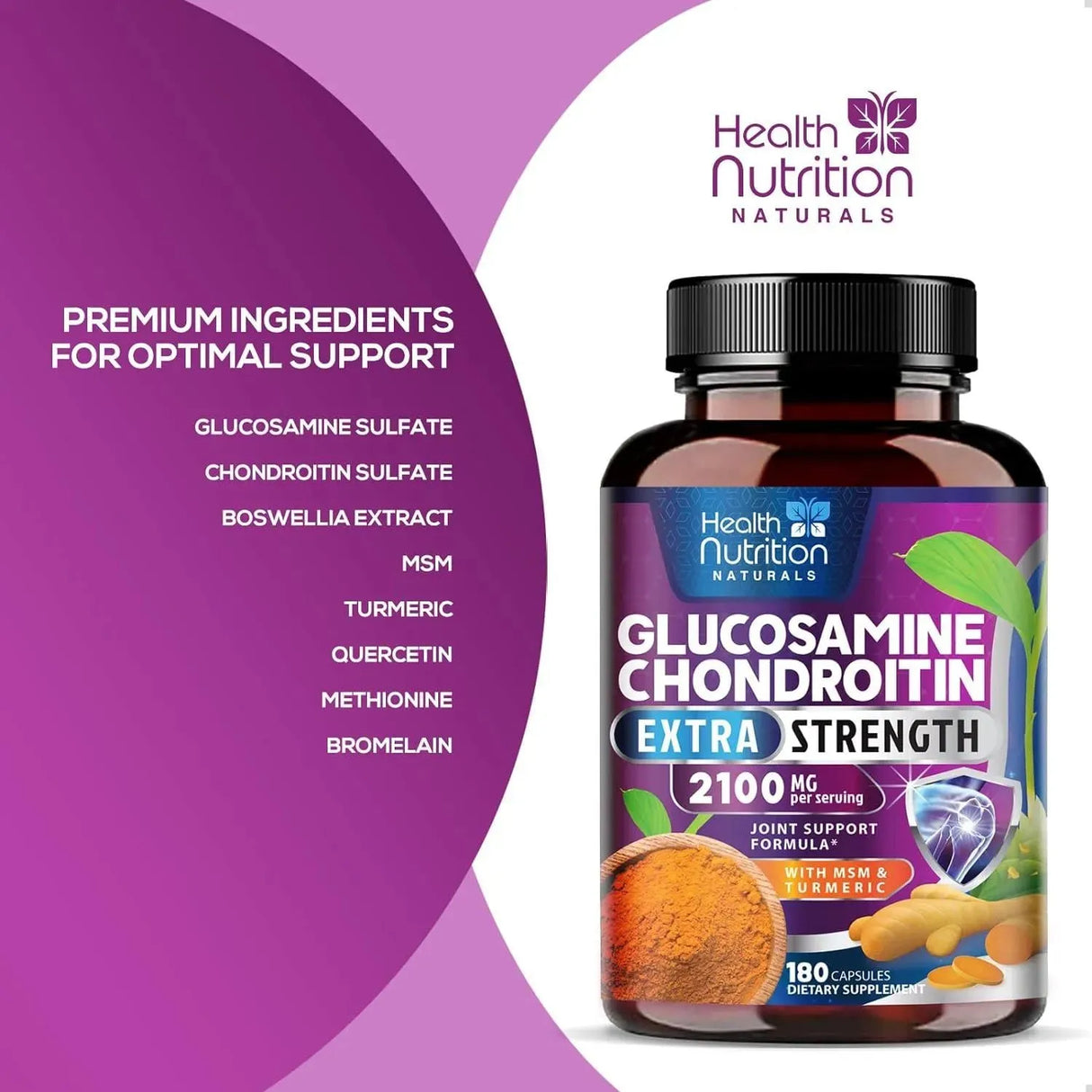 HEALTH NUTRITION NATURALS - Health Nutrition Naturals Glucosamine Chondroitin 180 Capsulas - The Red Vitamin MX - Suplementos Alimenticios - {{ shop.shopifyCountryName }}