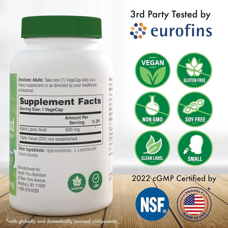 HEALTH THRU NUTRITION - Health Thru Nutrition Alpha Lipoic Acid 600Mg. 60 Capsulas - The Red Vitamin MX - Suplementos Alimenticios - {{ shop.shopifyCountryName }}