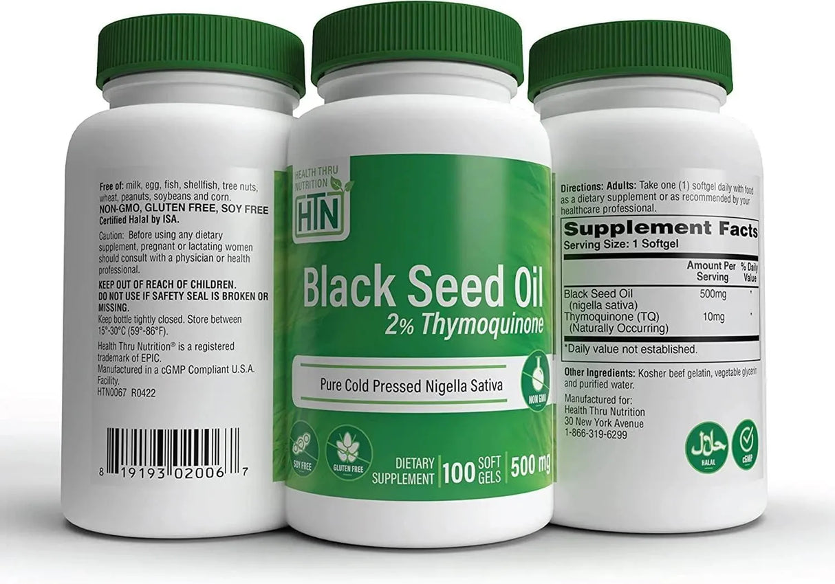 HEALTH THRU NUTRITION - Health Thru Nutrition Black Seed Oil 500Mg. 100 Capsulas Blandas - The Red Vitamin MX - Suplementos Alimenticios - {{ shop.shopifyCountryName }}
