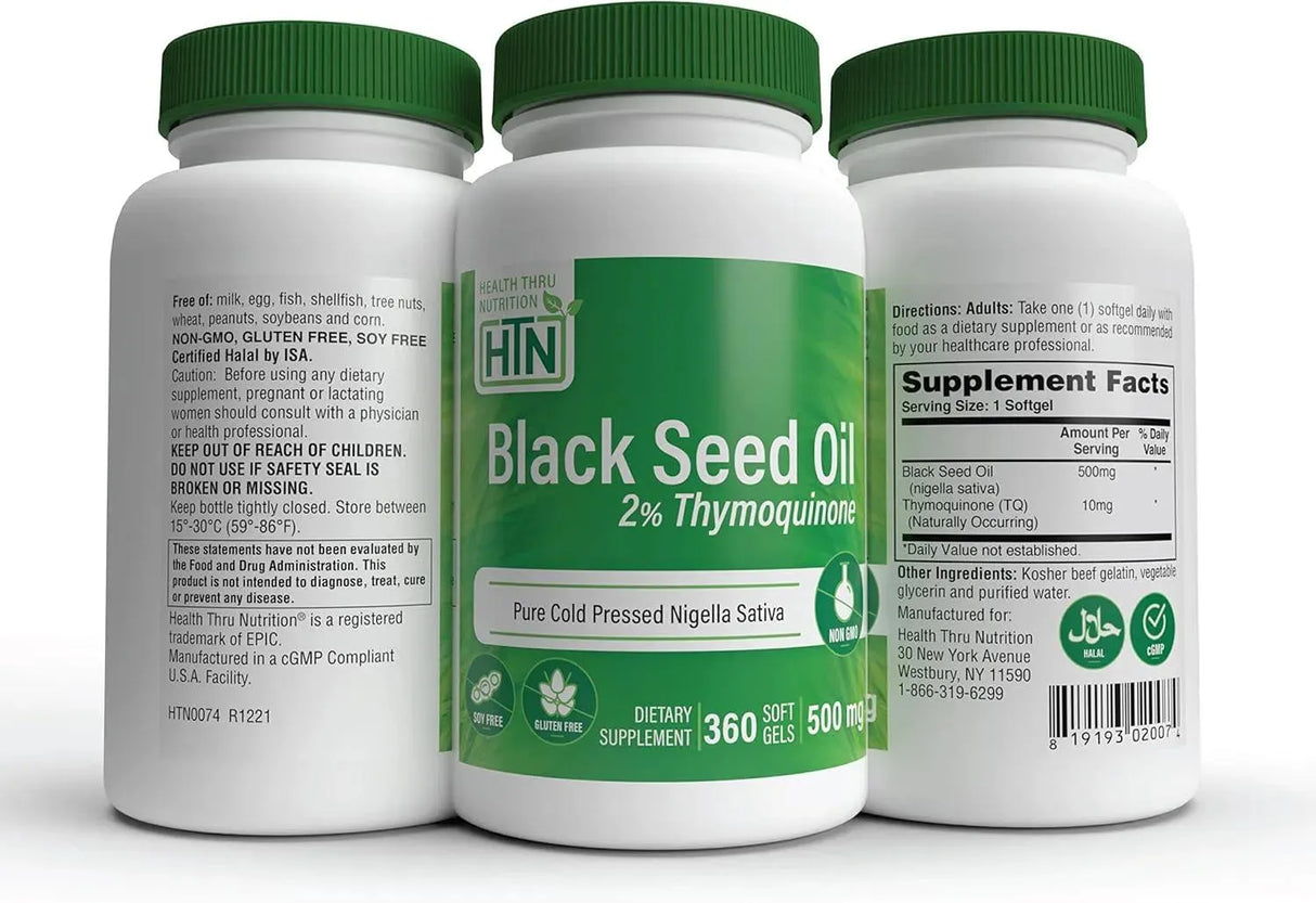 HEALTH THRU NUTRITION - Health Thru Nutrition Black Seed Oil 500Mg. 360 Capsulas Blandas - The Red Vitamin MX - Suplementos Alimenticios - {{ shop.shopifyCountryName }}