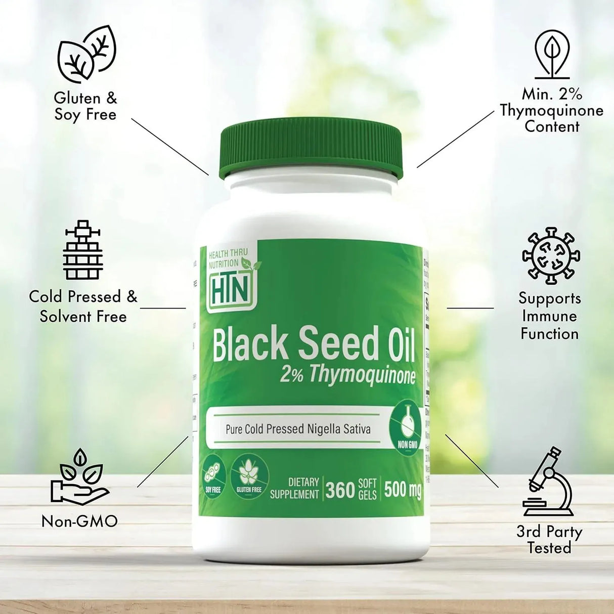 HEALTH THRU NUTRITION - Health Thru Nutrition Black Seed Oil 500Mg. 360 Capsulas Blandas - The Red Vitamin MX - Suplementos Alimenticios - {{ shop.shopifyCountryName }}