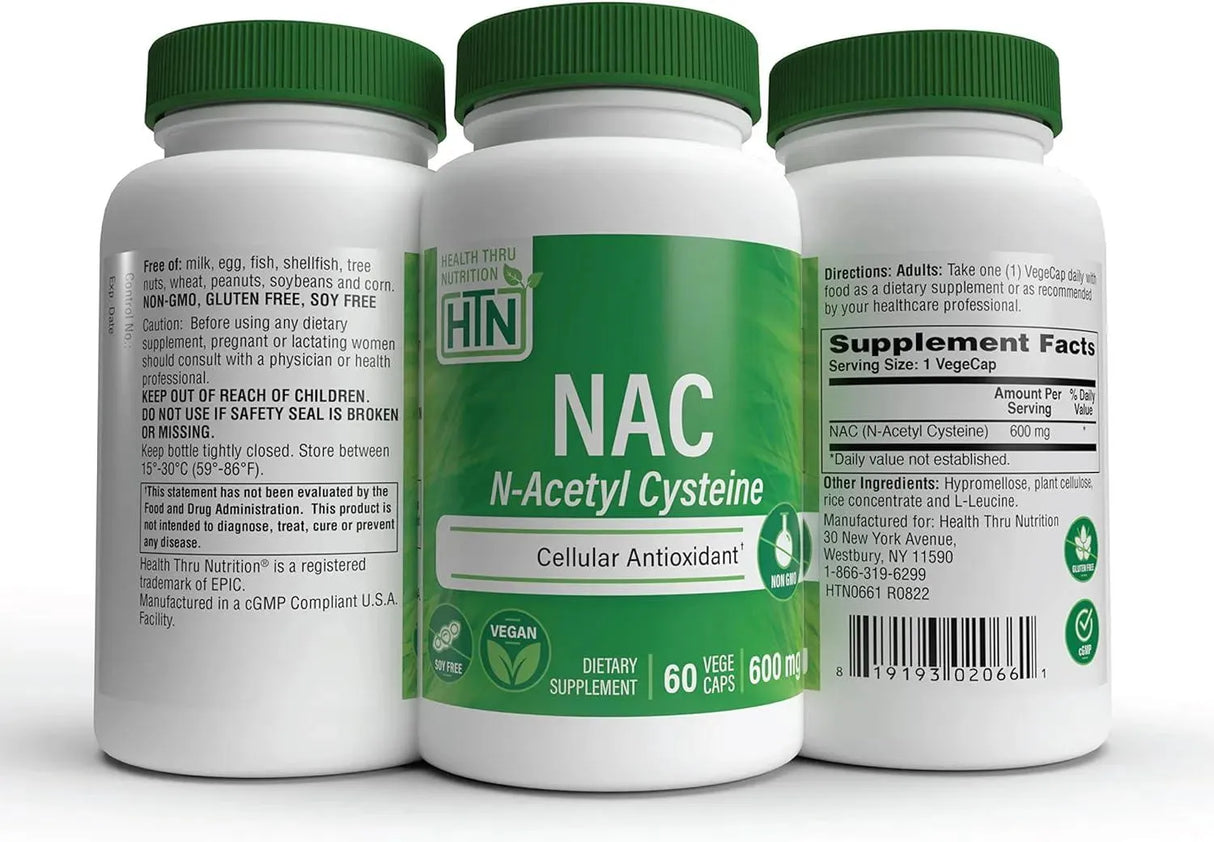 HEALTH THRU NUTRITION - Health Thru Nutrition NAC N-Acetyl Cysteine 600Mg. 60 Capsulas - The Red Vitamin MX - Suplementos Alimenticios - {{ shop.shopifyCountryName }}