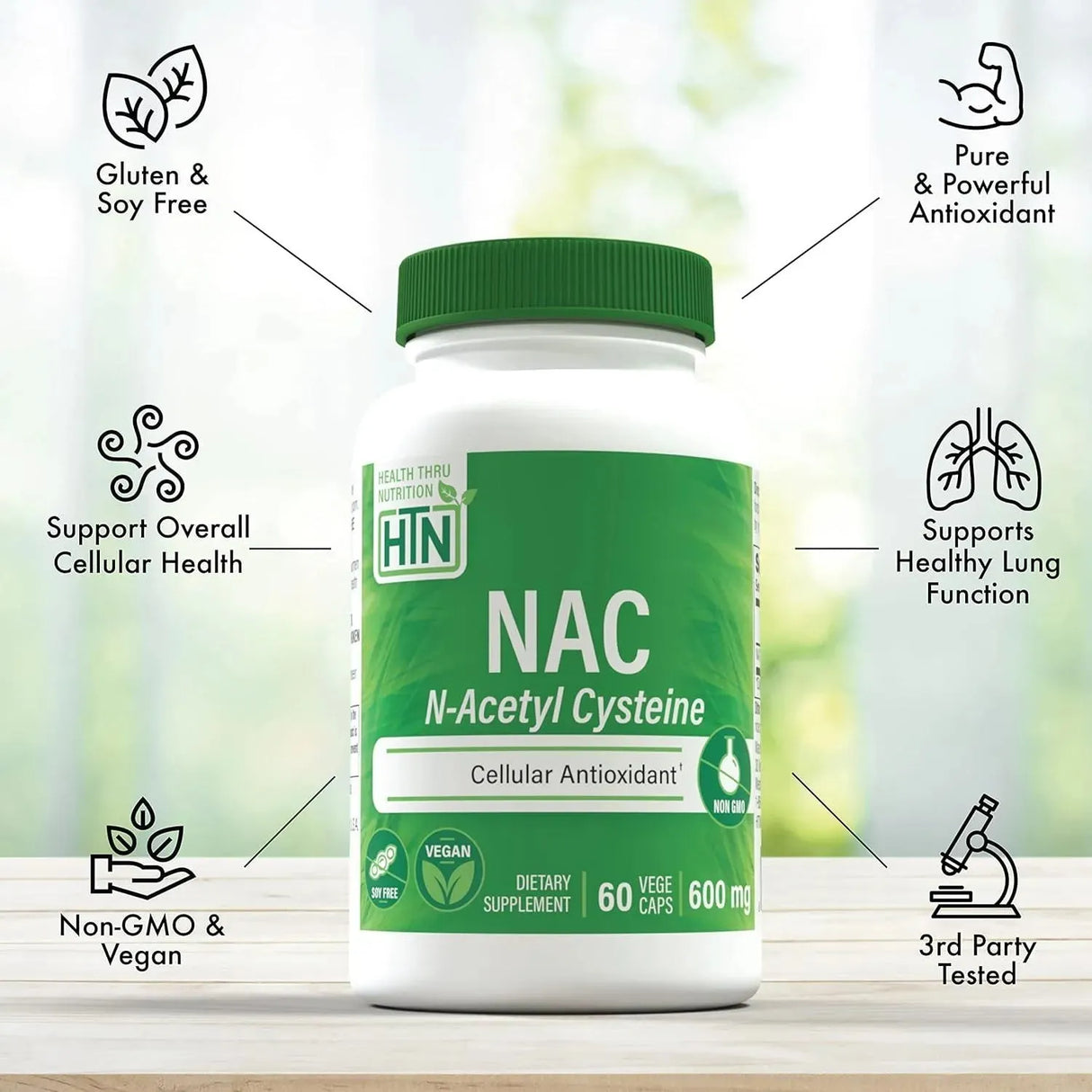 HEALTH THRU NUTRITION - Health Thru Nutrition NAC N-Acetyl Cysteine 600Mg. 60 Capsulas - The Red Vitamin MX - Suplementos Alimenticios - {{ shop.shopifyCountryName }}