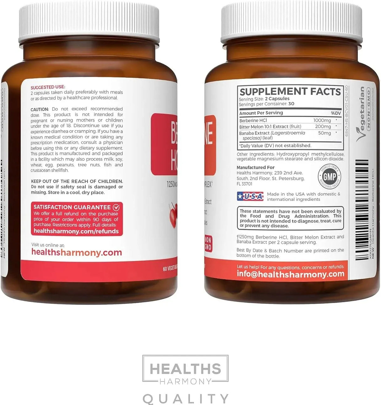 HEALTHS HARMONY - Healths Harmony Berberine HCL 500Mg. 60 Capsulas - The Red Vitamin MX - Suplementos Alimenticios - {{ shop.shopifyCountryName }}
