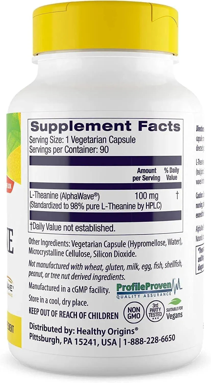HEALTHY ORIGINS - Healthy Origins L-Theanine 100Mg. 90 Capsulas - The Red Vitamin MX - Suplementos Alimenticios - {{ shop.shopifyCountryName }}