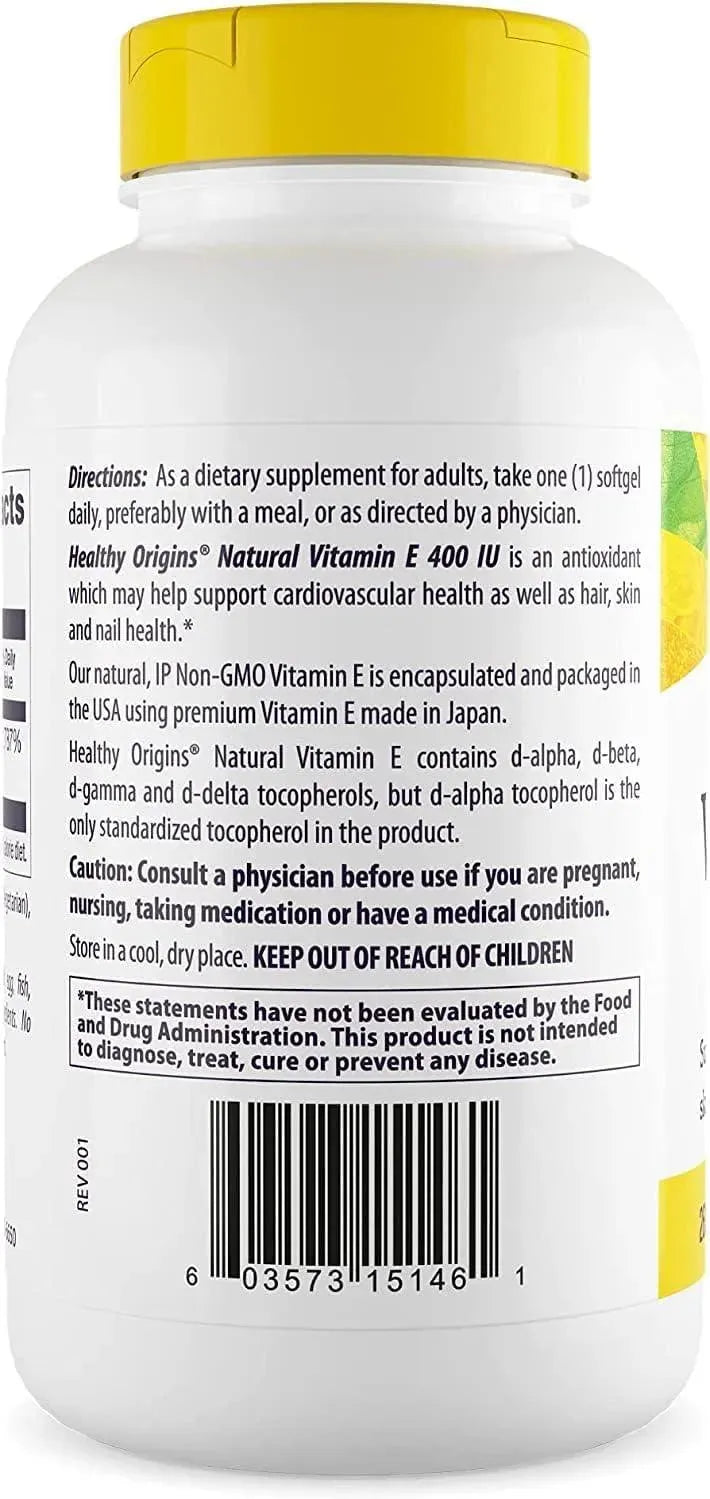 HEALTHY ORIGINS - Healthy Origins Vitamin E 400 IU 360 Capsulas Blandas - The Red Vitamin MX - Suplementos Alimenticios - {{ shop.shopifyCountryName }}