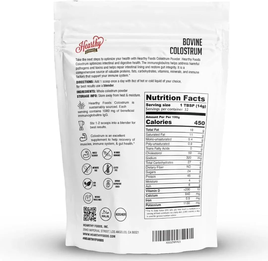 HEARTHY FOODS - Hearthy Foods Bovine Colostrum Powder 454Gr. - The Red Vitamin MX - Suplementos Alimenticios - {{ shop.shopifyCountryName }}