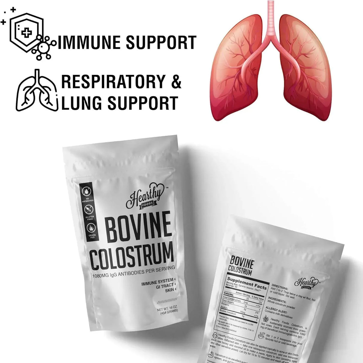 HEARTHY FOODS - Hearthy Foods Bovine Colostrum Powder 454Gr. - The Red Vitamin MX - Suplementos Alimenticios - {{ shop.shopifyCountryName }}