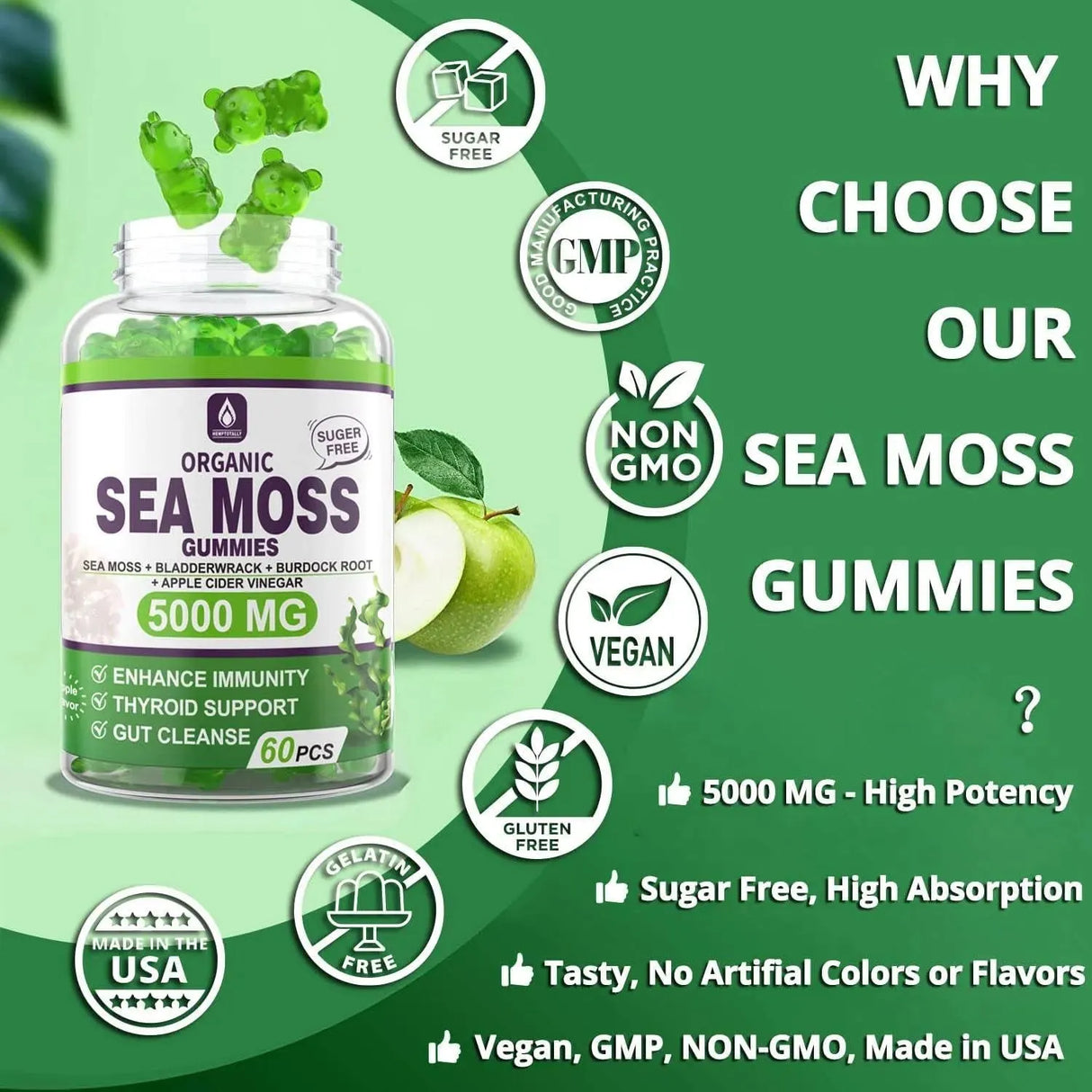 HEMTOTALLY - EnvyDeal Sugar Free Sea Moss Gummies 5000Mg. 60 Gomitas - The Red Vitamin MX - Suplementos Alimenticios - {{ shop.shopifyCountryName }}