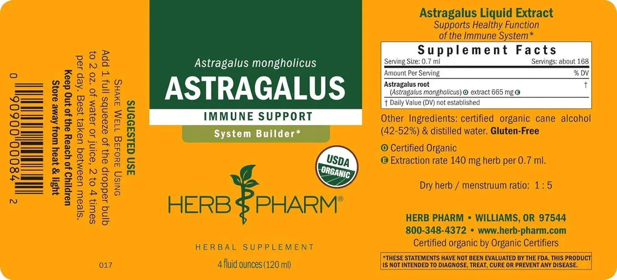 HERB PHARM - Herb Pharm Certified Organic Astragalus Liquid Extract 120Ml. - The Red Vitamin MX - Suplementos Alimenticios - {{ shop.shopifyCountryName }}