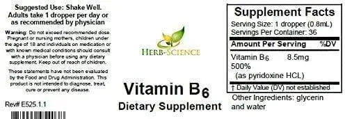 HERB-SCIENCE - Herb-Science Liquid Vitamin B6 Drops 29Ml. - The Red Vitamin MX - Suplementos Alimenticios - {{ shop.shopifyCountryName }}
