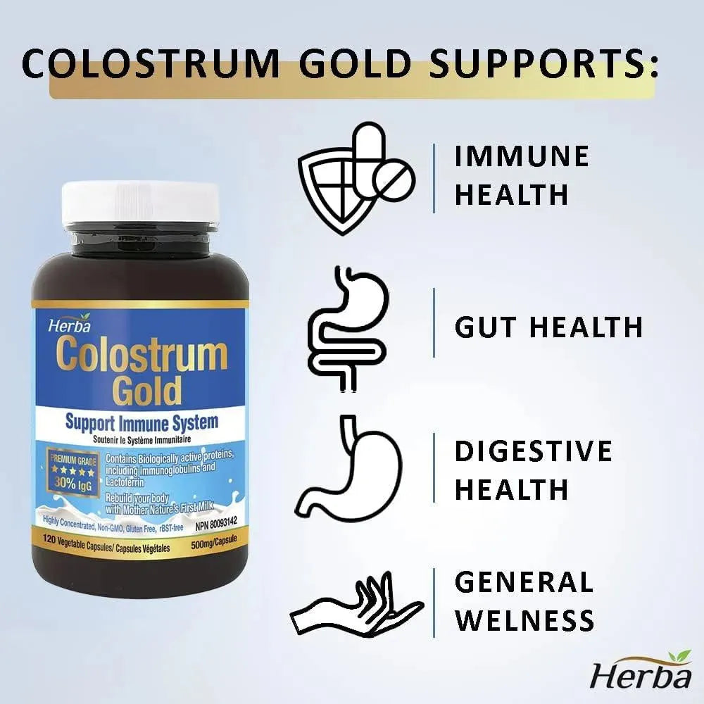 HERBA - Herba Bovine Colostrum 500Mg. 120 Capsulas - The Red Vitamin MX - Suplementos Alimenticios - {{ shop.shopifyCountryName }}