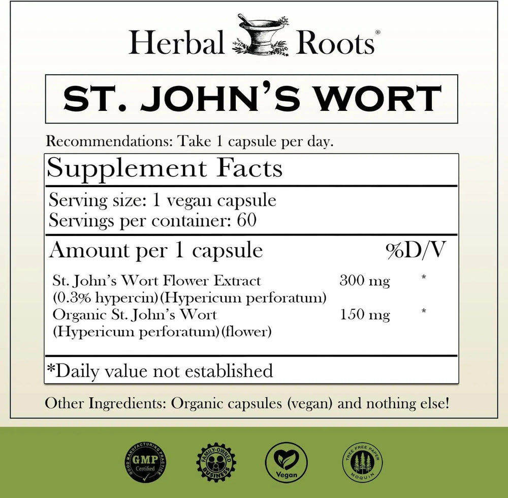 HERBAL ROOTS - Herbal Roots St Johns Wort 450Mg. 60 Capsulas - The Red Vitamin MX - Suplementos Alimenticios - {{ shop.shopifyCountryName }}