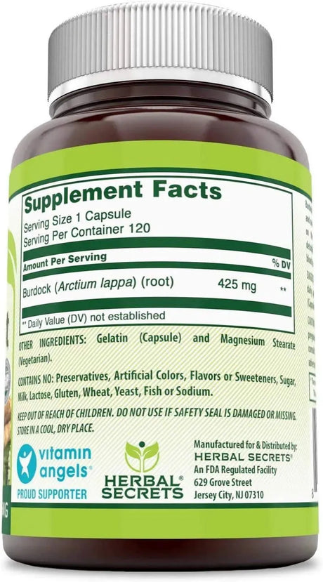HERBAL SECRETS - Herbal Secrets Burdock Root 425Mg. 120 Capsulas 2 Pack - The Red Vitamin MX - Suplementos Alimenticios - {{ shop.shopifyCountryName }}