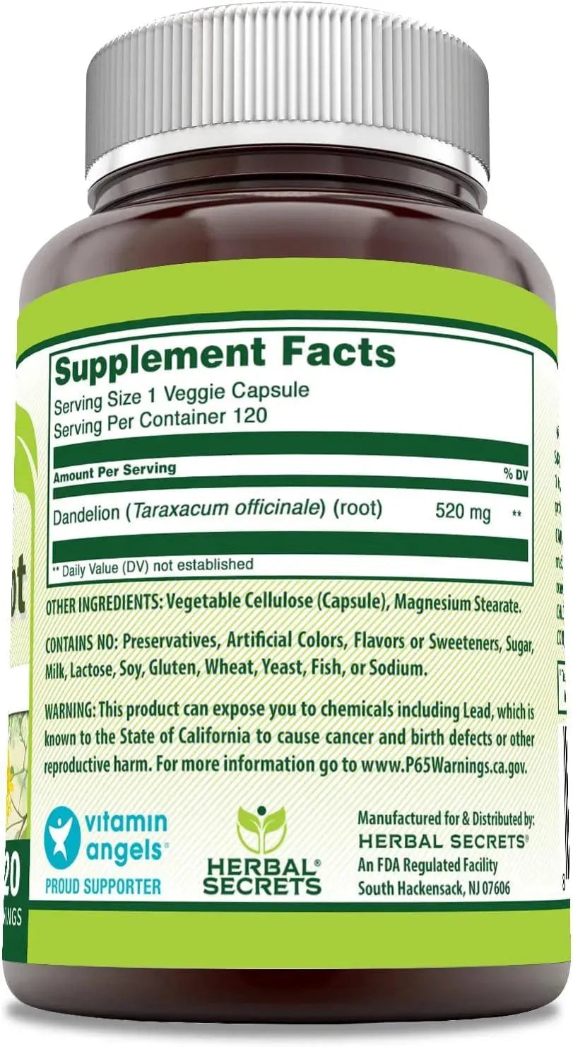 HERBAL SECRETS - Herbal Secrets Dandelion Root 520Mg. 120 Capsulas 2 Pack - The Red Vitamin MX - Suplementos Alimenticios - {{ shop.shopifyCountryName }}