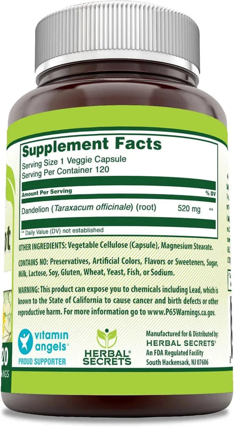 HERBAL SECRETS - Herbal Secrets Dandelion Root 520Mg. 120 Capsulas - The Red Vitamin MX - Suplementos Alimenticios - {{ shop.shopifyCountryName }}