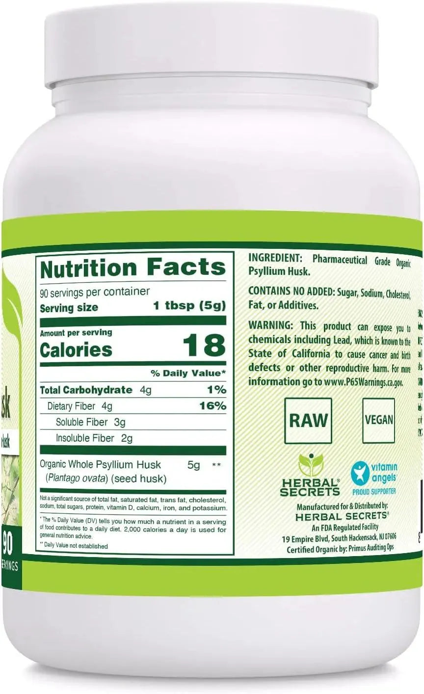 HERBAL SECRETS - Herbal Secrets USDA Organic Whole Psyllium Husk 454Gr. - The Red Vitamin MX - Suplementos Alimenticios - {{ shop.shopifyCountryName }}