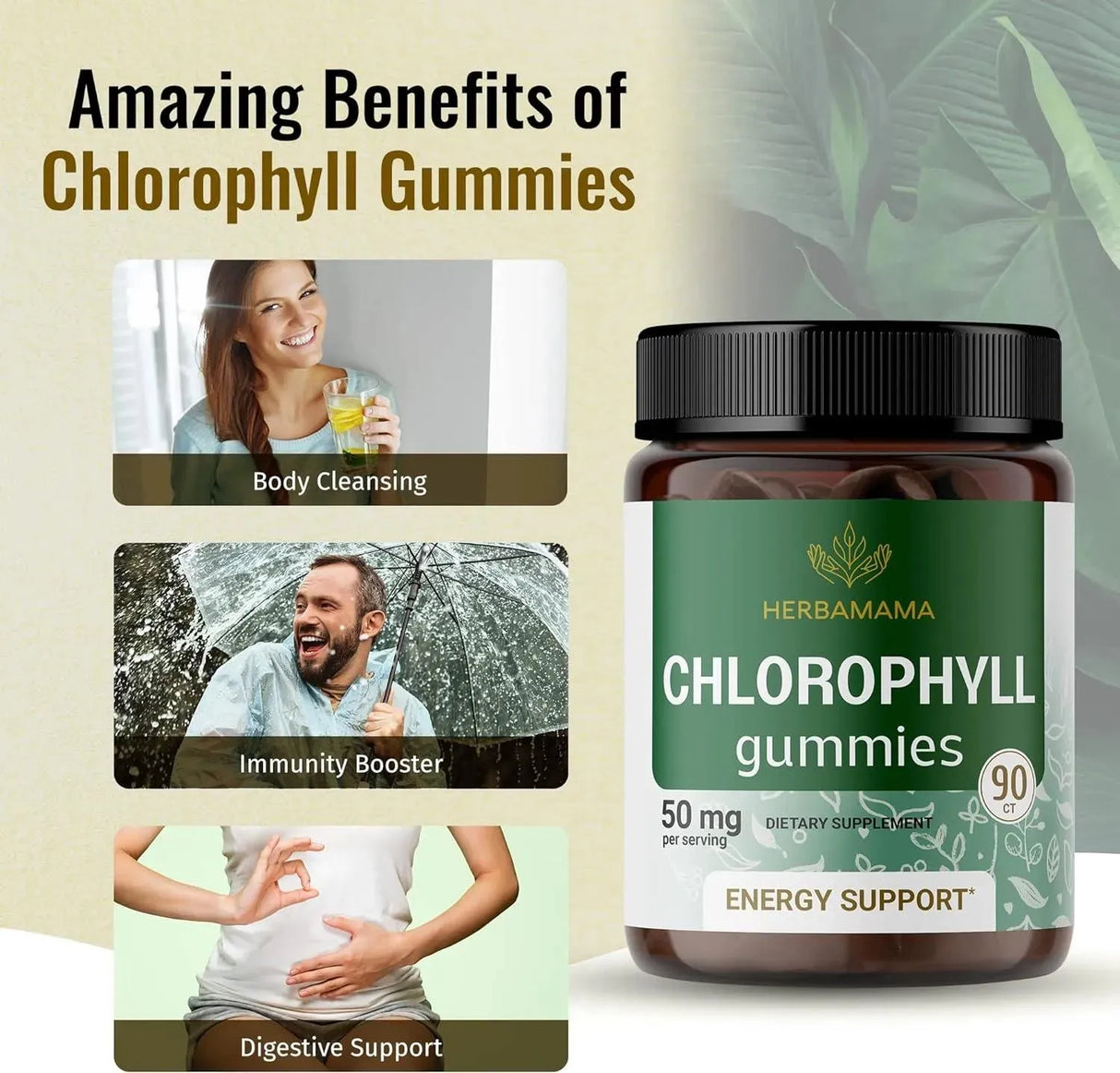 HERBAMAMA - Herbamama Chlorophyll Gummies 50Mg. 90 Gomitas - The Red Vitamin MX - Suplementos Alimenticios - {{ shop.shopifyCountryName }}