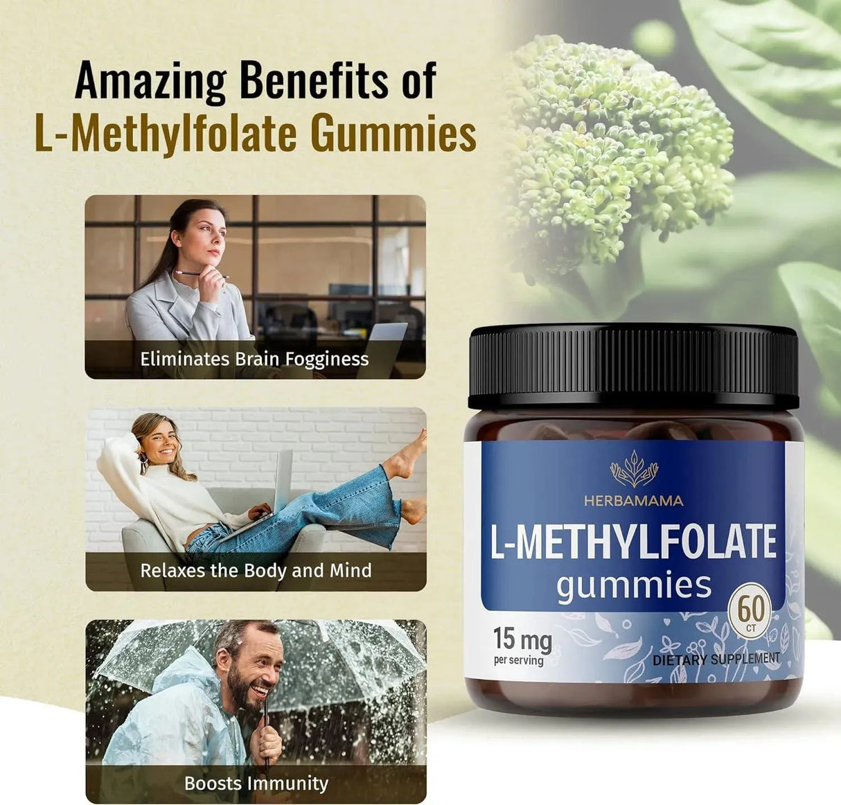 HERBAMAMA - HERBAMAMA L Methylfolate 15Mg. Gummies 60 Gomitas - The Red Vitamin MX - Suplementos Alimenticios - {{ shop.shopifyCountryName }}