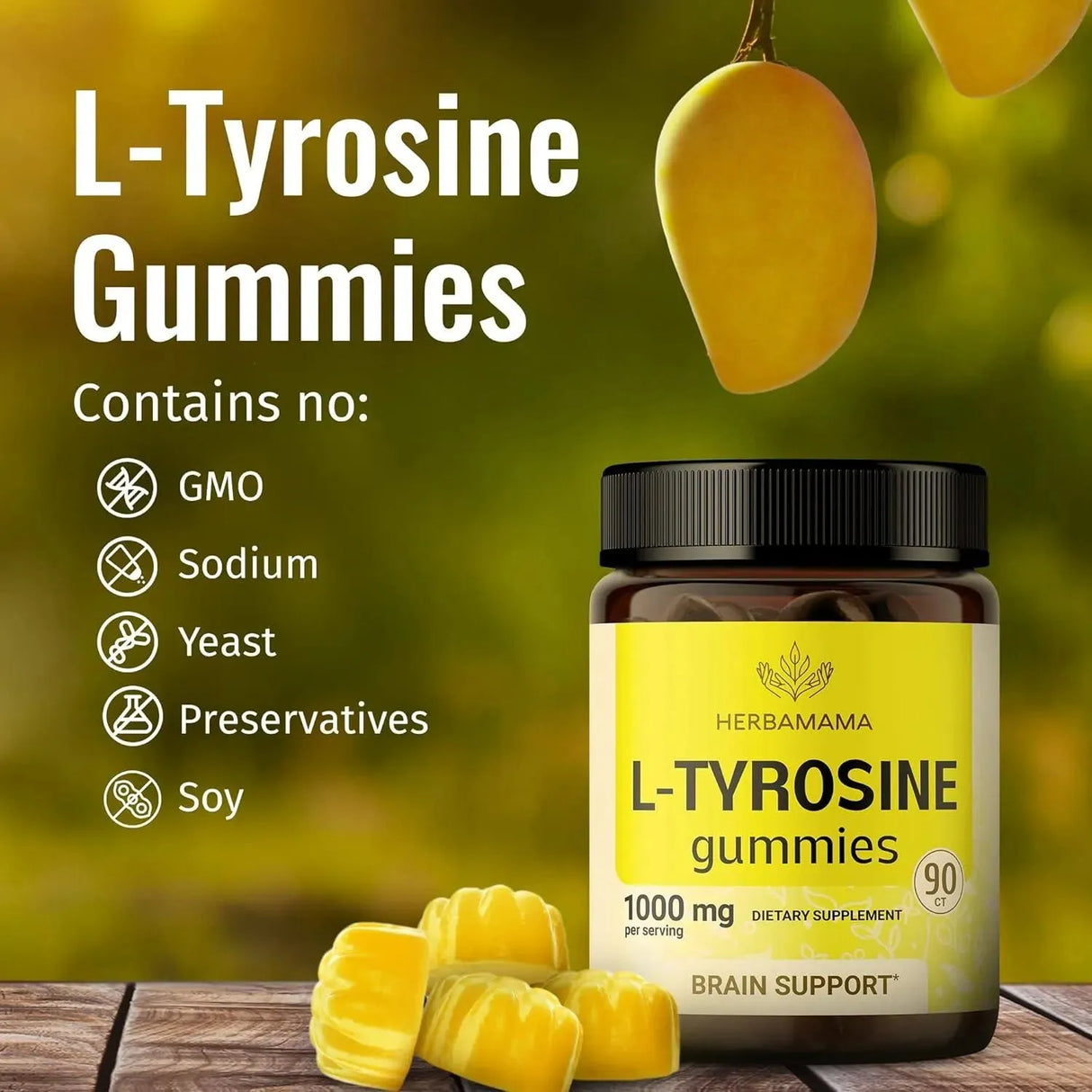 HERBAMAMA - HERBAMAMA L Tyrosine Gummies 1000Mg. 90 Gomitas - The Red Vitamin MX - Suplementos Alimenticios - {{ shop.shopifyCountryName }}