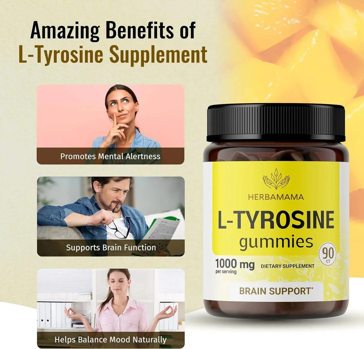 HERBAMAMA - HERBAMAMA L Tyrosine Gummies 1000Mg. 90 Gomitas - The Red Vitamin MX - Suplementos Alimenticios - {{ shop.shopifyCountryName }}
