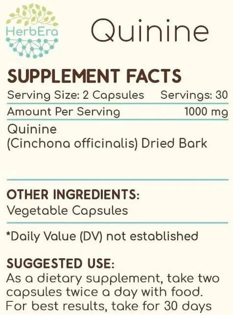 HERBERA - HerbEra Quinine 1000Mg. 60 Capsulas - The Red Vitamin MX - Suplementos Alimenticios - {{ shop.shopifyCountryName }}