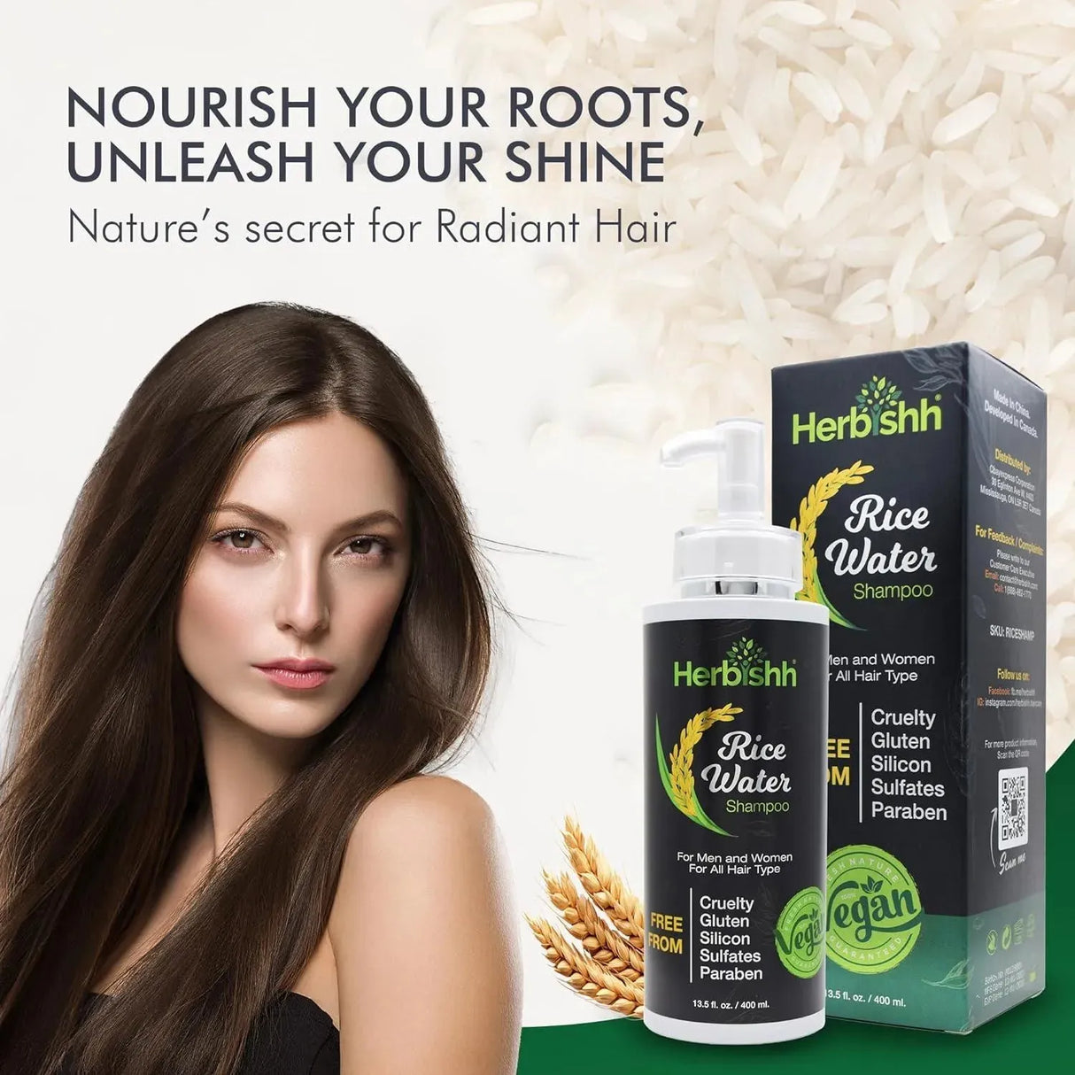 HERBISHH - Herbishh Rice Water Hair Growth Shampoo 400Ml. - The Red Vitamin MX - Shampoo Para Cabello - {{ shop.shopifyCountryName }}