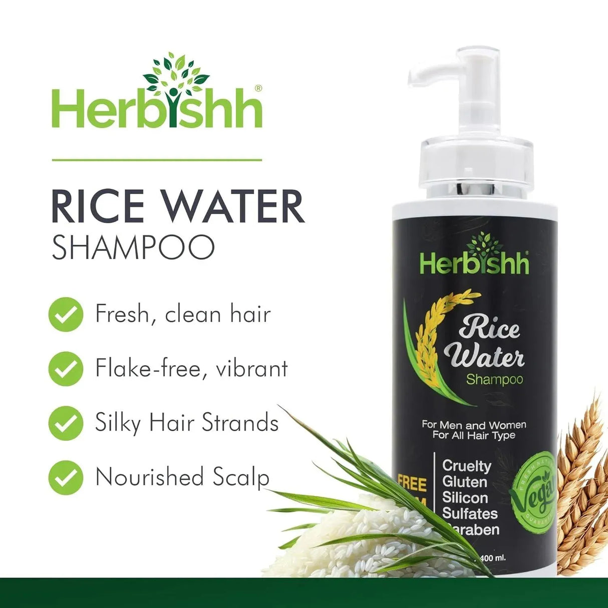 HERBISHH - Herbishh Rice Water Hair Growth Shampoo 400Ml. - The Red Vitamin MX - Shampoo Para Cabello - {{ shop.shopifyCountryName }}