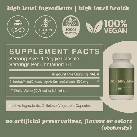 HIGH LEVEL - High Level Premium Chlorella 60 Capsulas - The Red Vitamin MX - Suplementos Alimenticios - {{ shop.shopifyCountryName }}