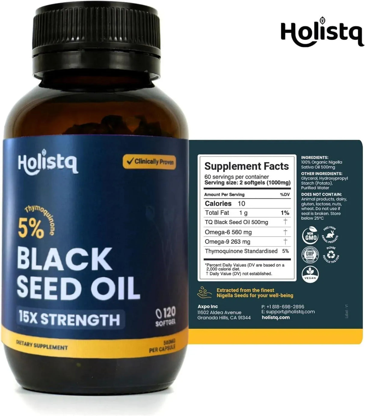 HOLISTQ - HOLISTQ Black Cumin Seed Oil 120 Capsulas - The Red Vitamin MX - Suplementos Alimenticios - {{ shop.shopifyCountryName }}