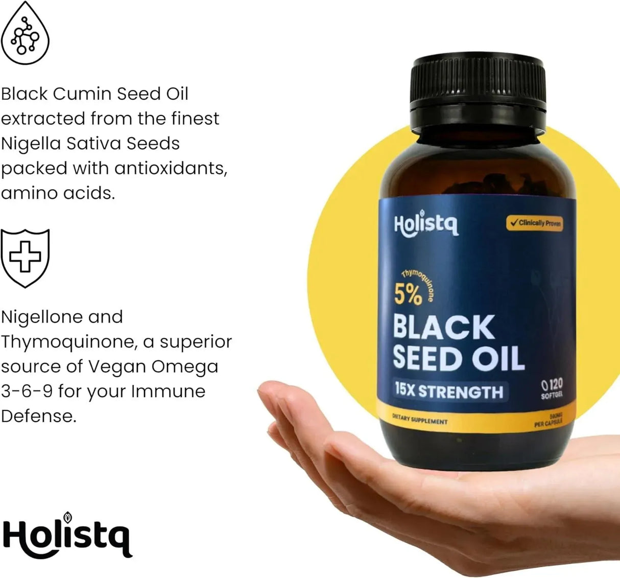 HOLISTQ - HOLISTQ Black Cumin Seed Oil 120 Capsulas - The Red Vitamin MX - Suplementos Alimenticios - {{ shop.shopifyCountryName }}