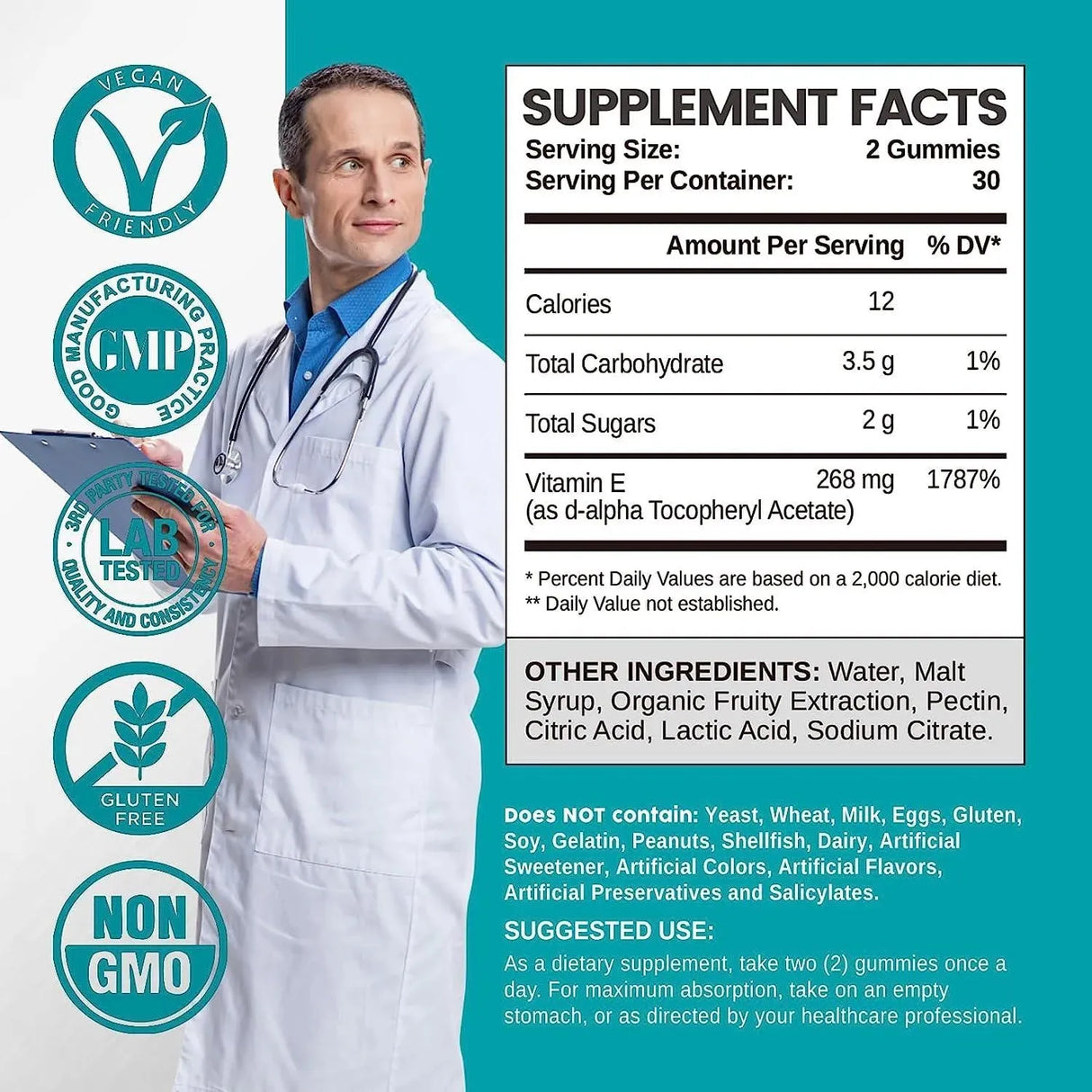 HOLLEGEND - HOLLEGEND Vitamin E Gummies 268Mg. 400 IU 60 Gomitas - The Red Vitamin MX - Suplementos Alimenticios - {{ shop.shopifyCountryName }}