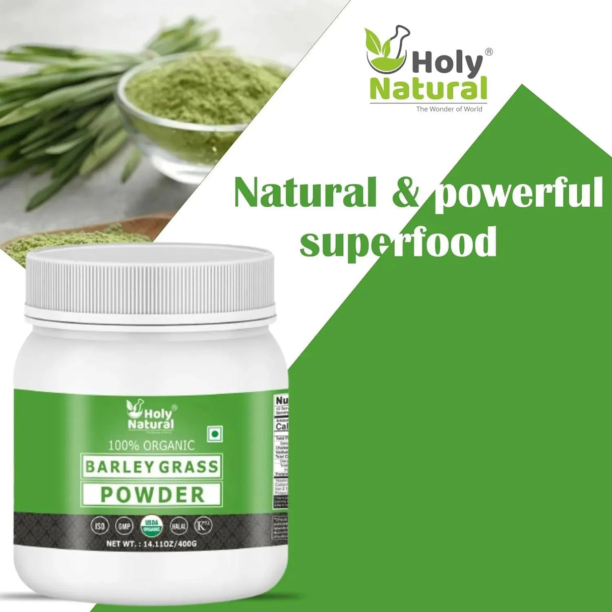 HOLY NATURAL - Holy Natural Organic Barley Grass Powder 400Gr. - The Red Vitamin MX - Suplementos Alimenticios - {{ shop.shopifyCountryName }}