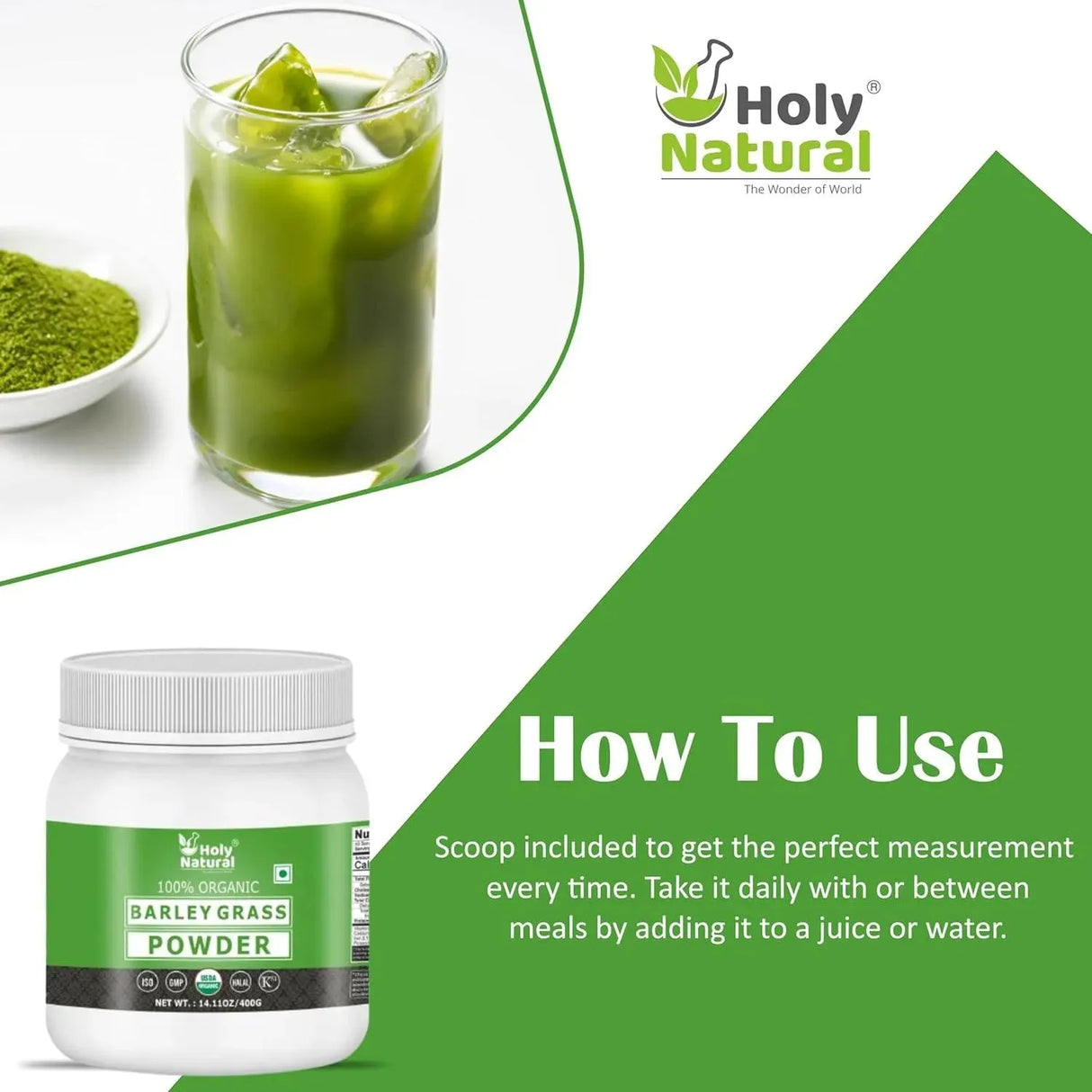 HOLY NATURAL - Holy Natural Organic Barley Grass Powder 400Gr. - The Red Vitamin MX - Suplementos Alimenticios - {{ shop.shopifyCountryName }}