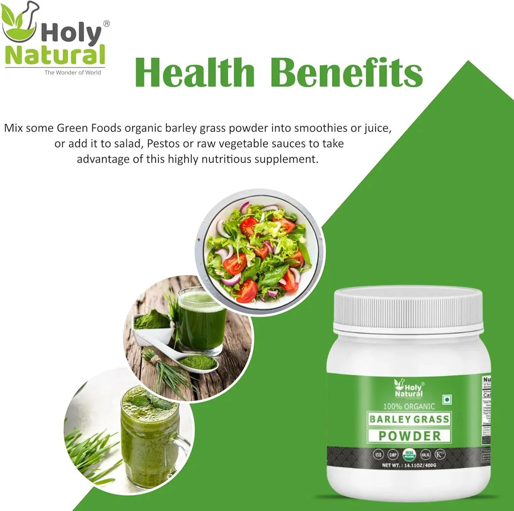 HOLY NATURAL - Holy Natural Organic Barley Grass Powder 400Gr. - The Red Vitamin MX - Suplementos Alimenticios - {{ shop.shopifyCountryName }}