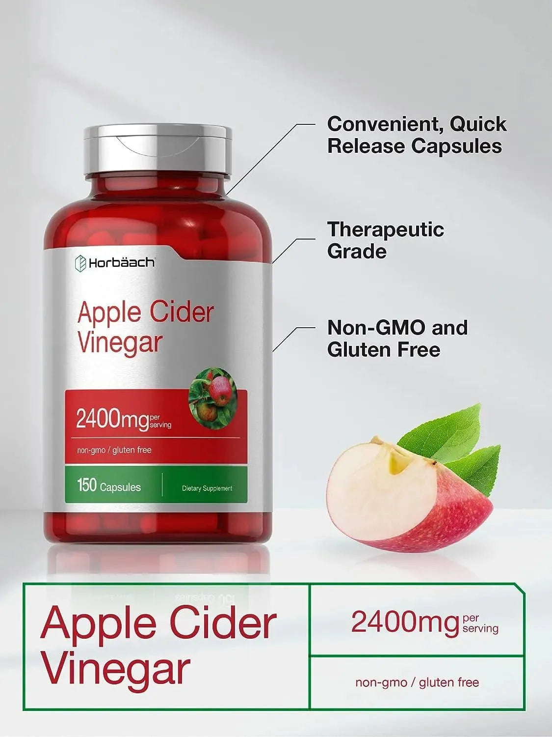 HORBAACH - Horbaach Apple Cider Vinegar 2400Mg. 150 Capsulas - The Red Vitamin MX - Suplementos Alimenticios - {{ shop.shopifyCountryName }}