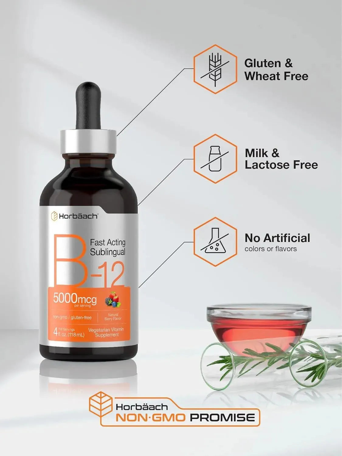 HORBAACH - Horbaach B-12 5000mcg Sublingual Liquid Vitamin 118Ml. - The Red Vitamin MX - Suplementos Alimenticios - {{ shop.shopifyCountryName }}