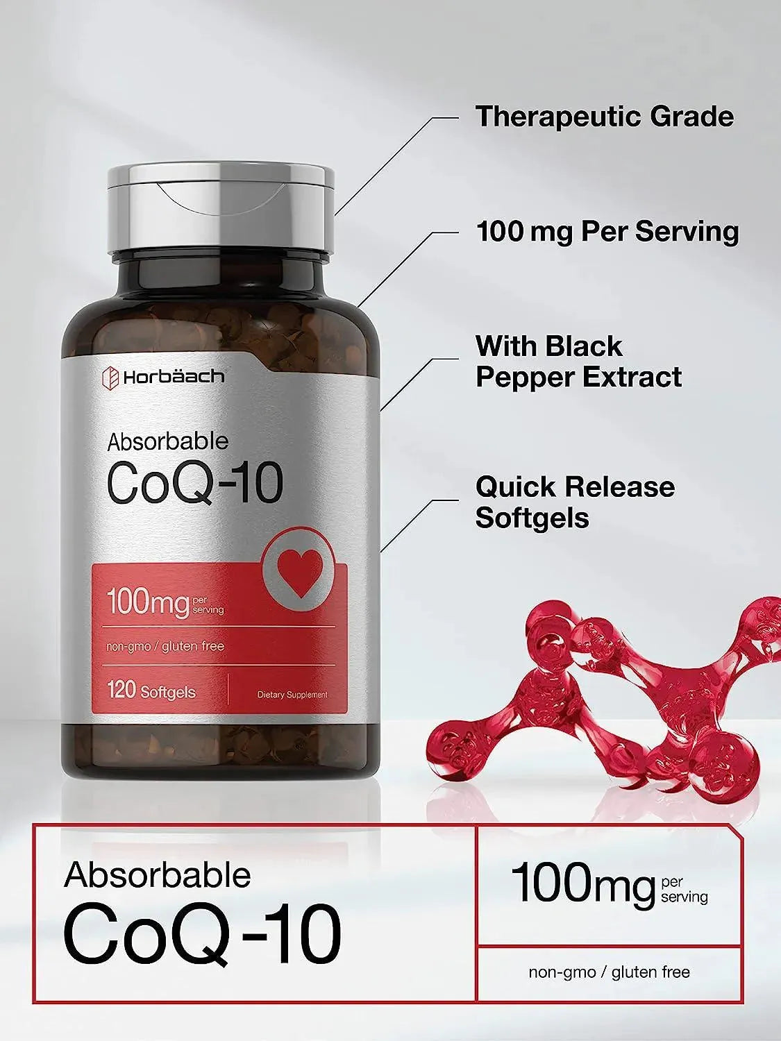 HORBAACH - Horbaach CoQ10 100Mg. 120 Capsulas Blandas - The Red Vitamin MX - Suplementos Alimenticios - {{ shop.shopifyCountryName }}