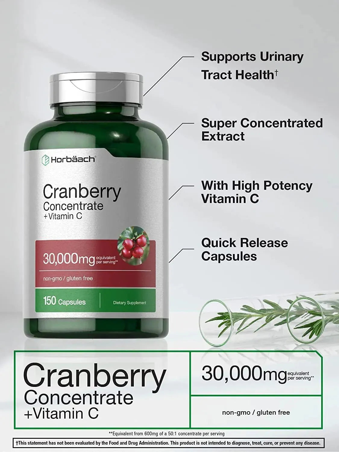 HORBAACH - Horbaach Cranberry Concentrate Extract + Vitamin C 30,000Mg. 150 Capsulas - The Red Vitamin MX - Suplementos Alimenticios - {{ shop.shopifyCountryName }}