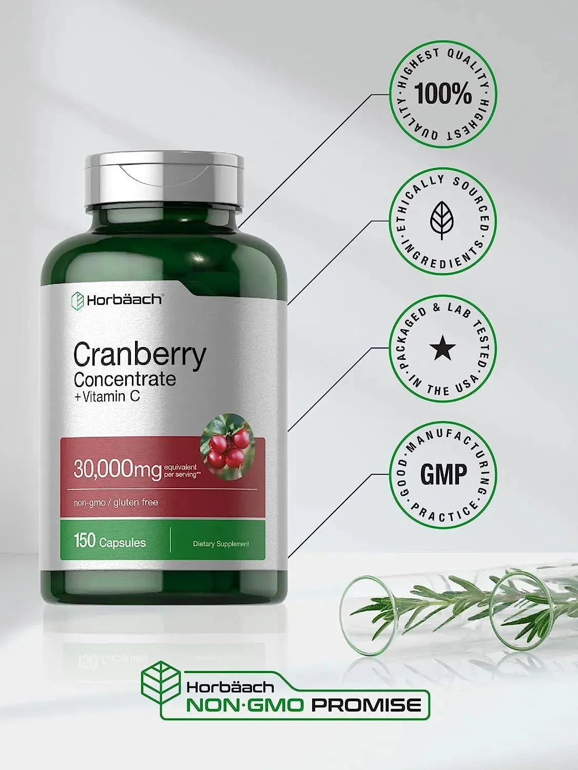 HORBAACH - Horbaach Cranberry Concentrate Extract + Vitamin C 30,000Mg. 150 Capsulas - The Red Vitamin MX - Suplementos Alimenticios - {{ shop.shopifyCountryName }}