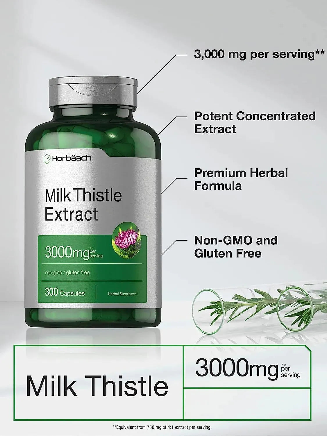 HORBAACH - Horbaach Milk Thistle Extract 3000Mg. 300 Capsulas - The Red Vitamin MX - Suplementos Alimenticios - {{ shop.shopifyCountryName }}