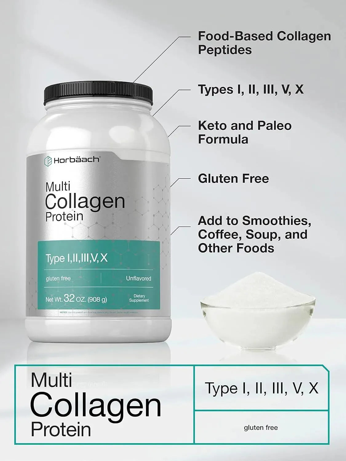 HORBAACH - Horbaach Multi Collagen Protein Powder 908Gr. - The Red Vitamin MX - Suplementos Alimenticios - {{ shop.shopifyCountryName }}