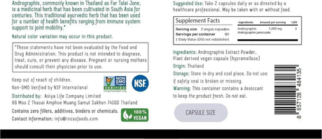 INCAS - INCAS Organic Andrographis 1,000Mg. 120 Capsulas - The Red Vitamin MX - Suplementos Alimenticios - {{ shop.shopifyCountryName }}