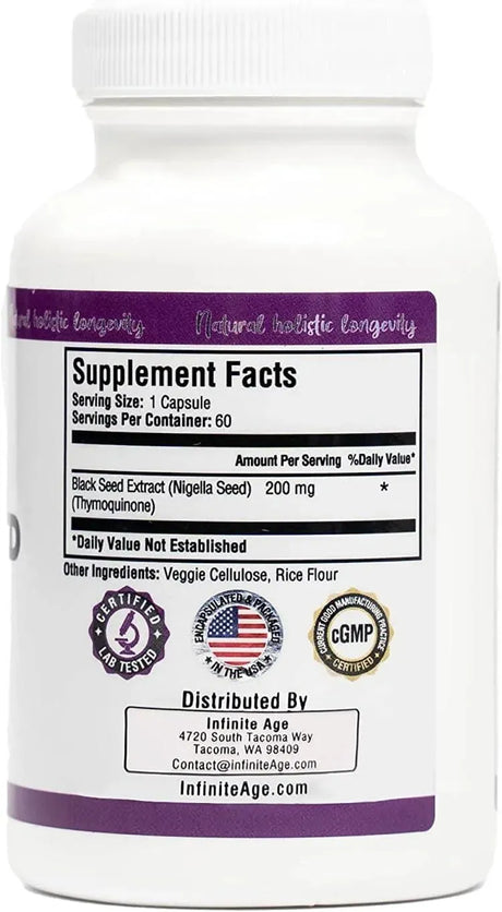 INFINITE AGE - INFINITE AGE Dry Organic Black Seed Oil Extract 200Mg. 60 Capsulas - The Red Vitamin MX - Suplementos Alimenticios - {{ shop.shopifyCountryName }}