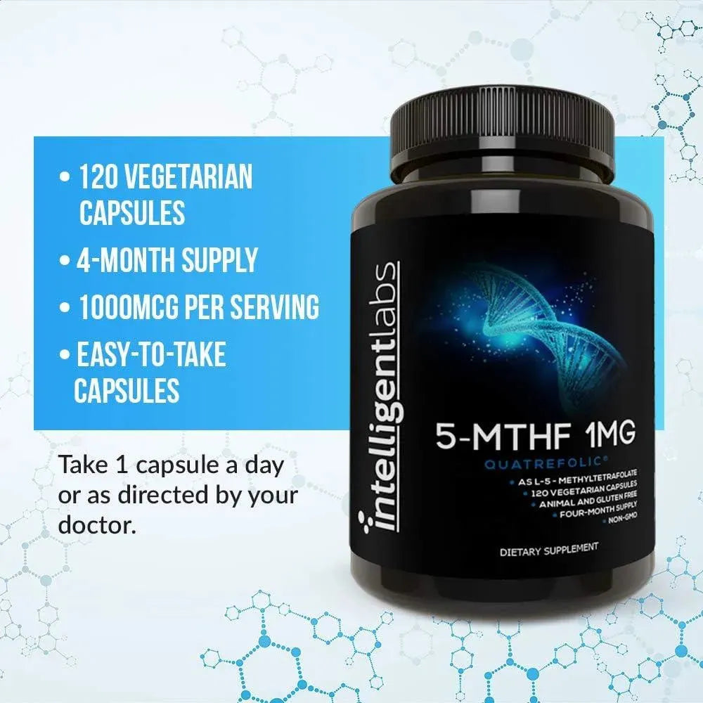 INTELLIGENT LABS - Intelligent Labs 1Mg. 5-MTHF Methylfolate 120 Capsulas - The Red Vitamin MX - Suplementos Alimenticios - {{ shop.shopifyCountryName }}