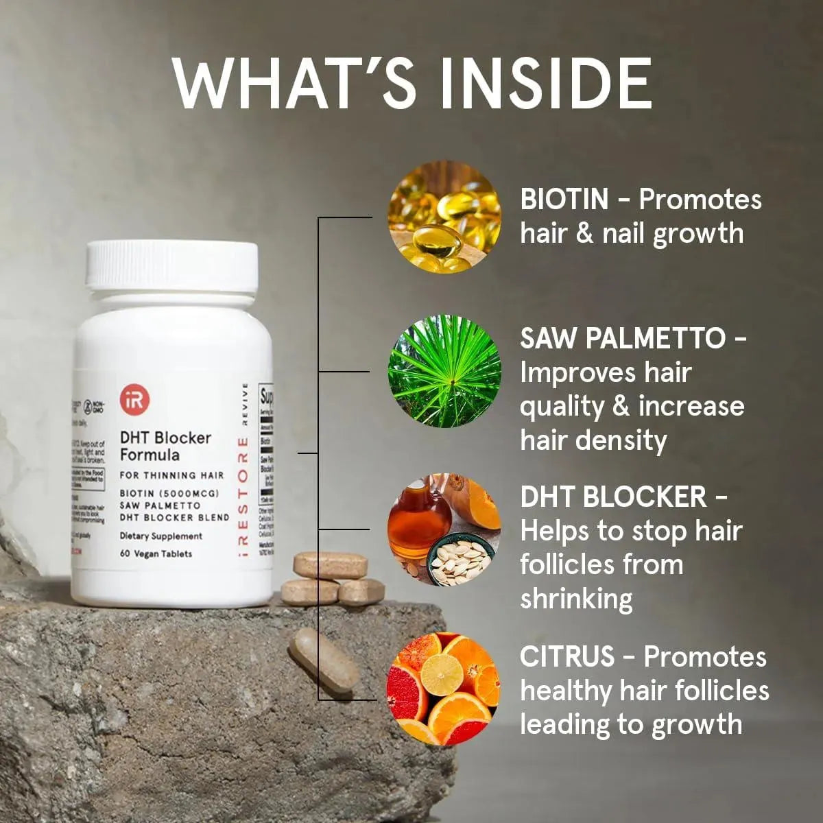 IRESTORE - iRestore 3-in-1 Hair Growth with Biotin, DHT Blocker Saw Palmetto 60 Tabletas - The Red Vitamin MX - Suplementos Alimenticios - {{ shop.shopifyCountryName }}